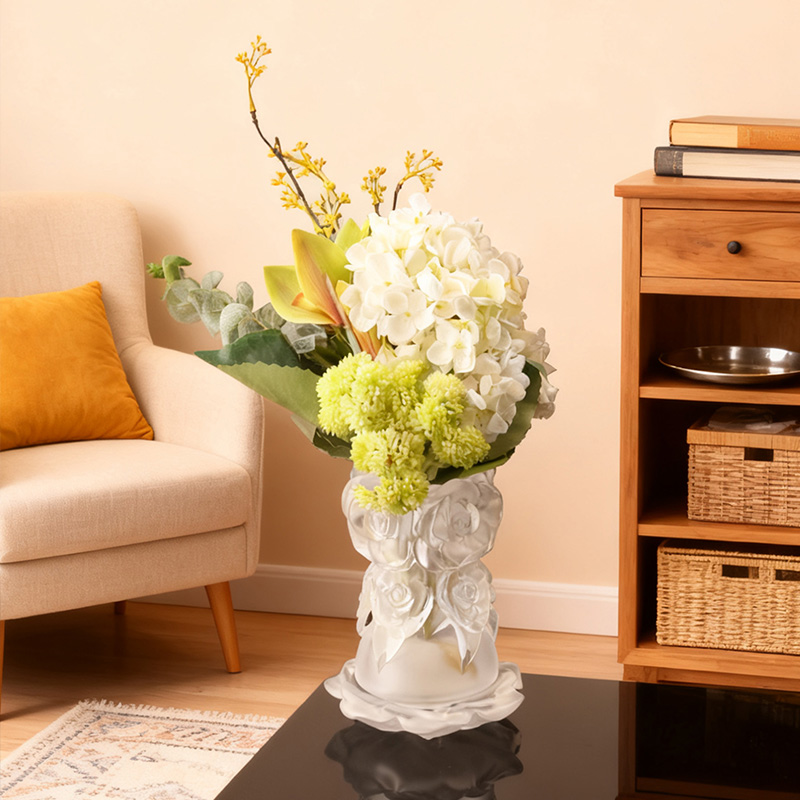 Lost-Wax Casting Process Glass Home Decor Crystal Glass Vase “Rose Vase”