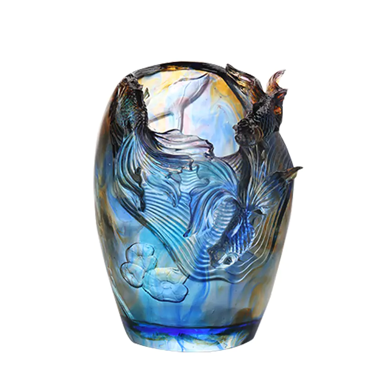 Glass Vase: Luxurious and Sophisticated Living Room Floral Arrangement Crystal Glass Artistic Preserved Flower Holder Home Dining Table Decorative Ornament “Adding Flowers to Brocade”