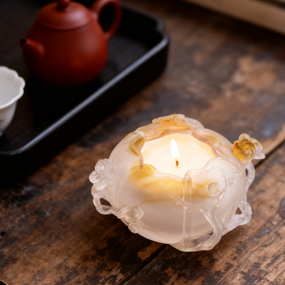 Coloured crystal glass candle holders and mood lamps