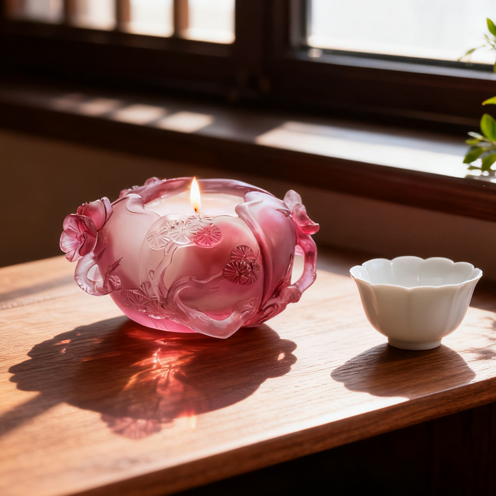 Coloured crystal glass candle holders and mood lamps