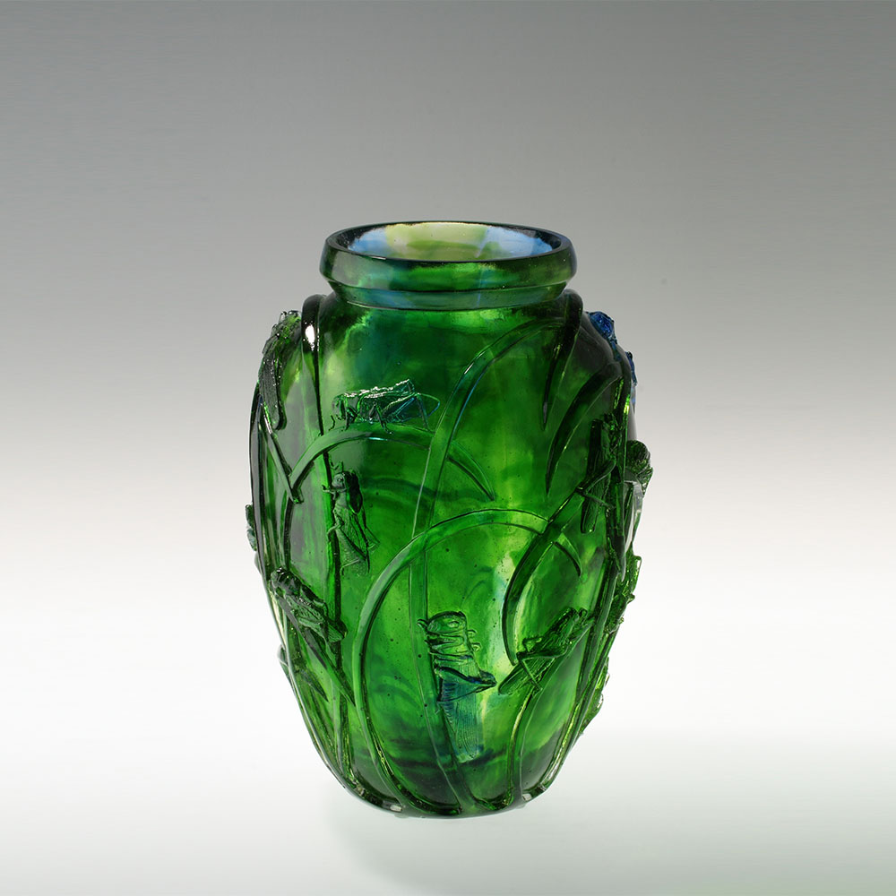 Crystal glass vase for living room floral arrangements; crystal glass art vase; home décor; table centrepiece; ‘Grasshopper’