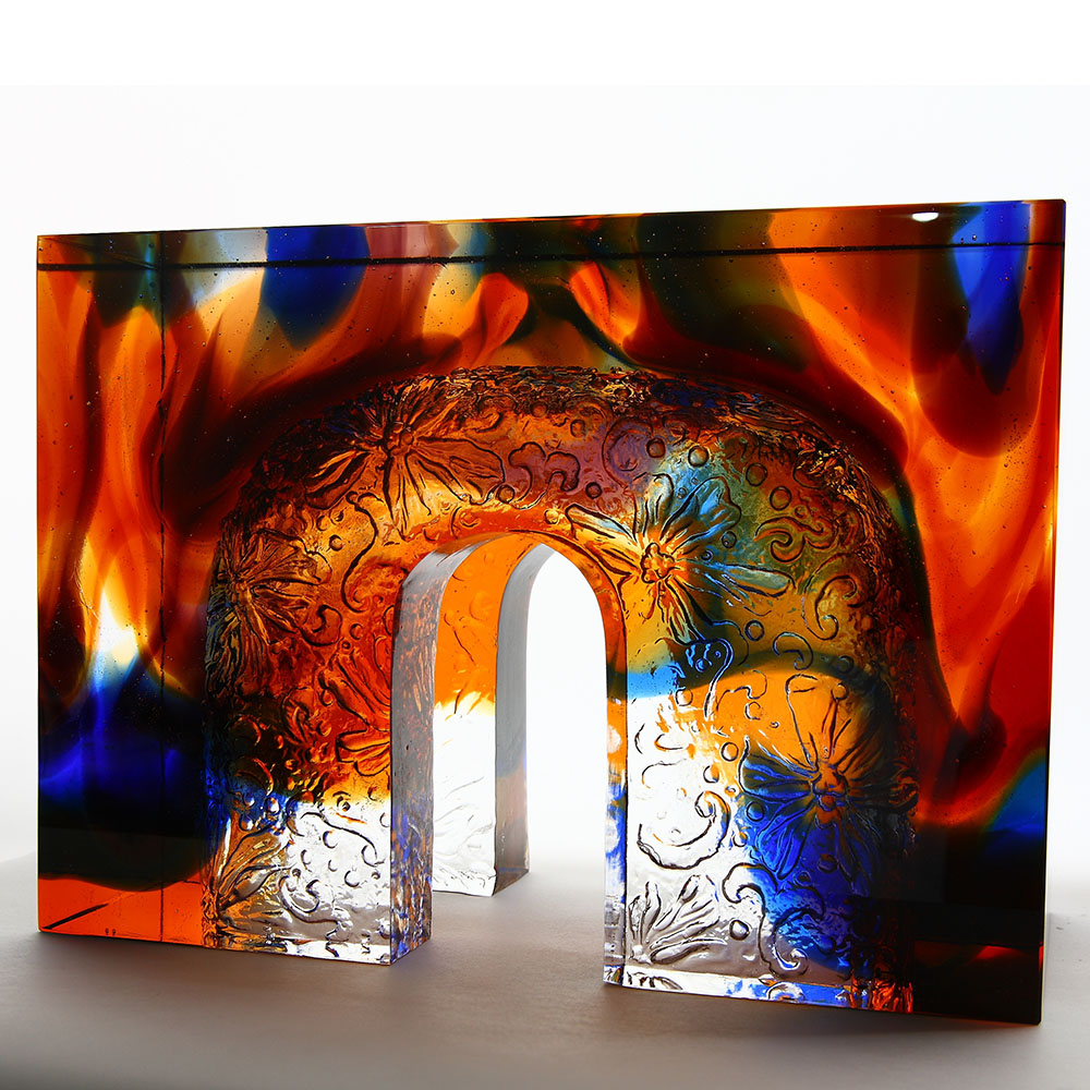 Lost-wax casting crystal glass ornament; living room glass artwork; home décor; table decoration; ‘Pure Heart, Radiant Clouds’