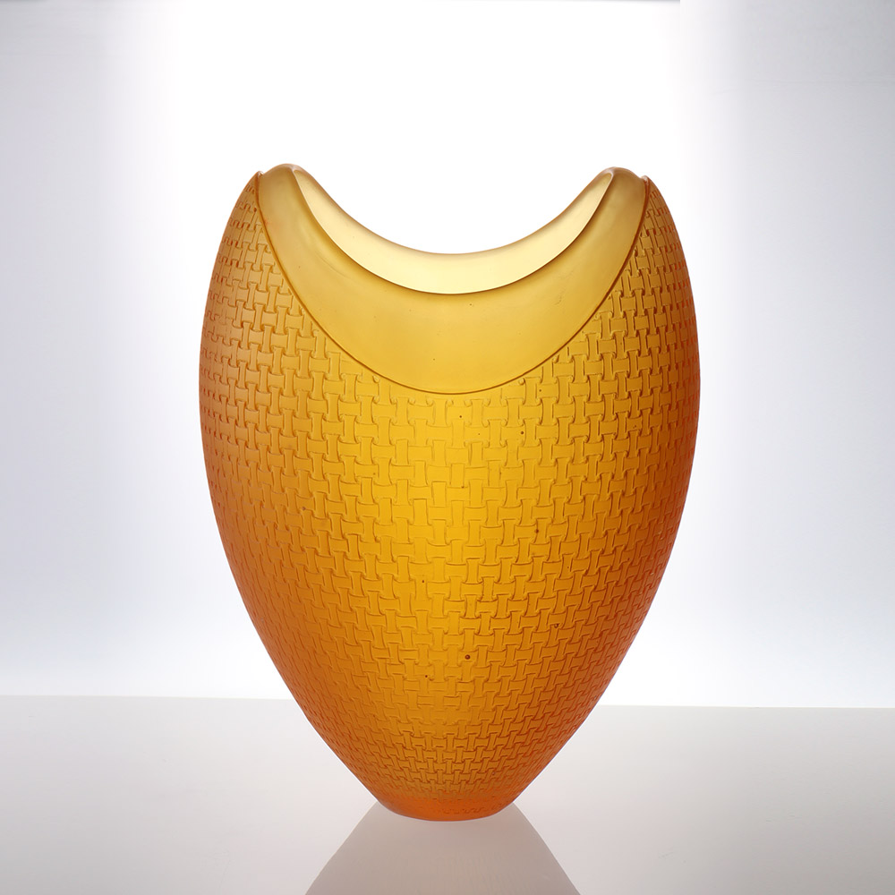 Crystal Glass Vase for Living Room Floral Arrangements; Crystal Glass Artistic Vase; Home Decor; Table Centrepiece; ‘Bamboo-Patterned Vase’