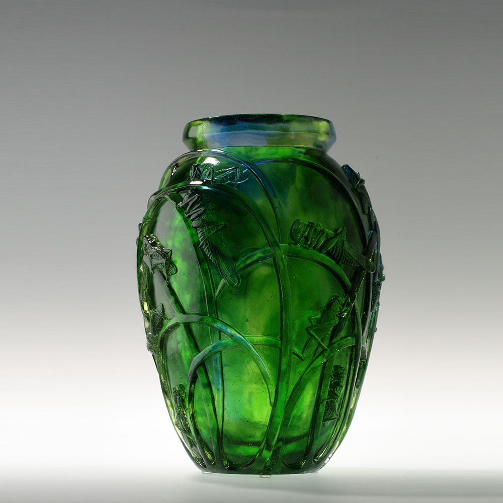 Crystal glass vase for living room floral arrangements; crystal glass art vase; home décor; table centrepiece; ‘Grasshopper’