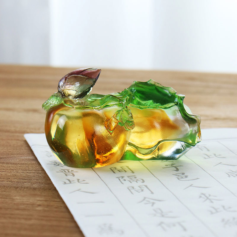 Persimmon-shaped Colored Crystal Glass Sculpture Ornaments