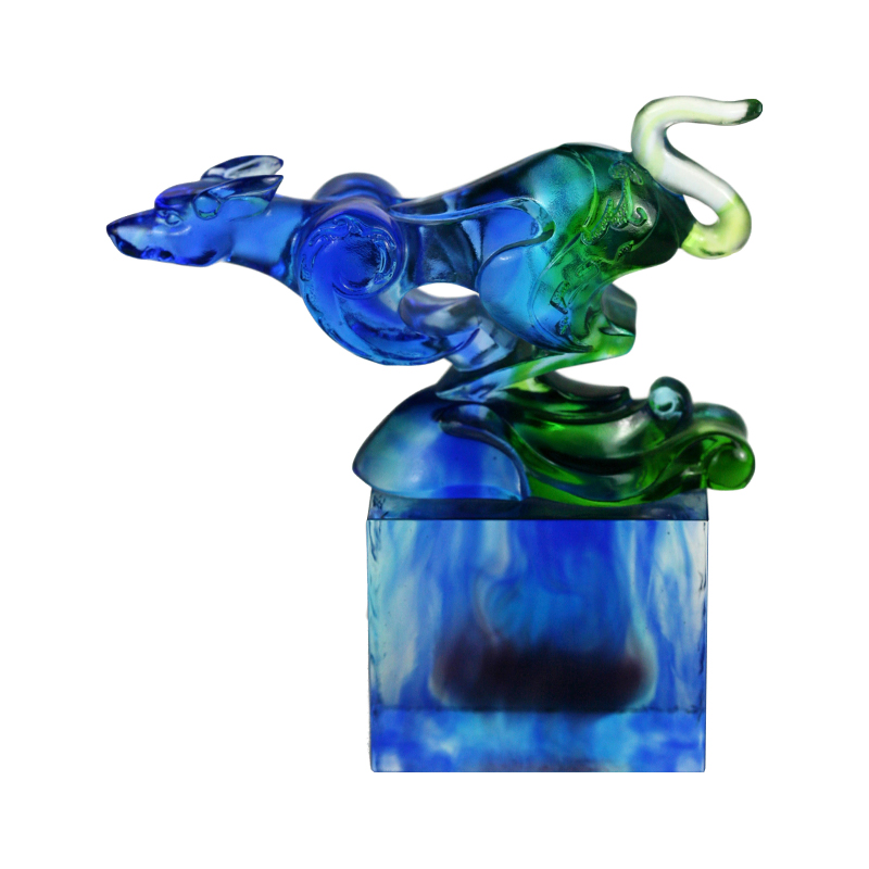Blue-green classical glass seal ornament