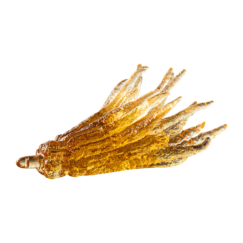 Hand-shaped golden colored glass incense holder