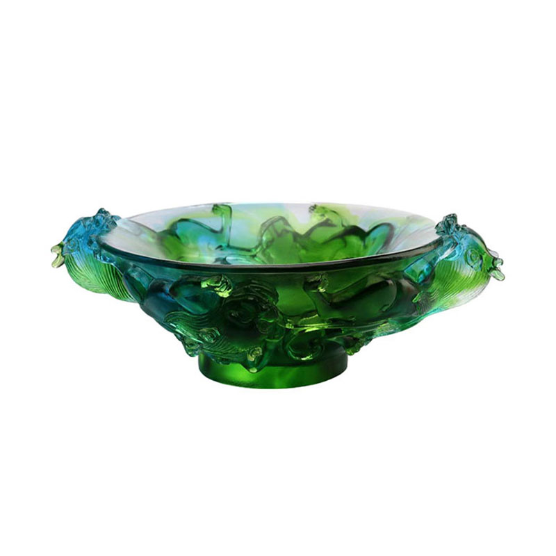 Transparent green glass fruit plate