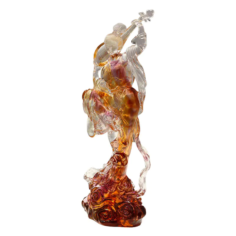 Elegant and graceful female glass sculpture ornaments