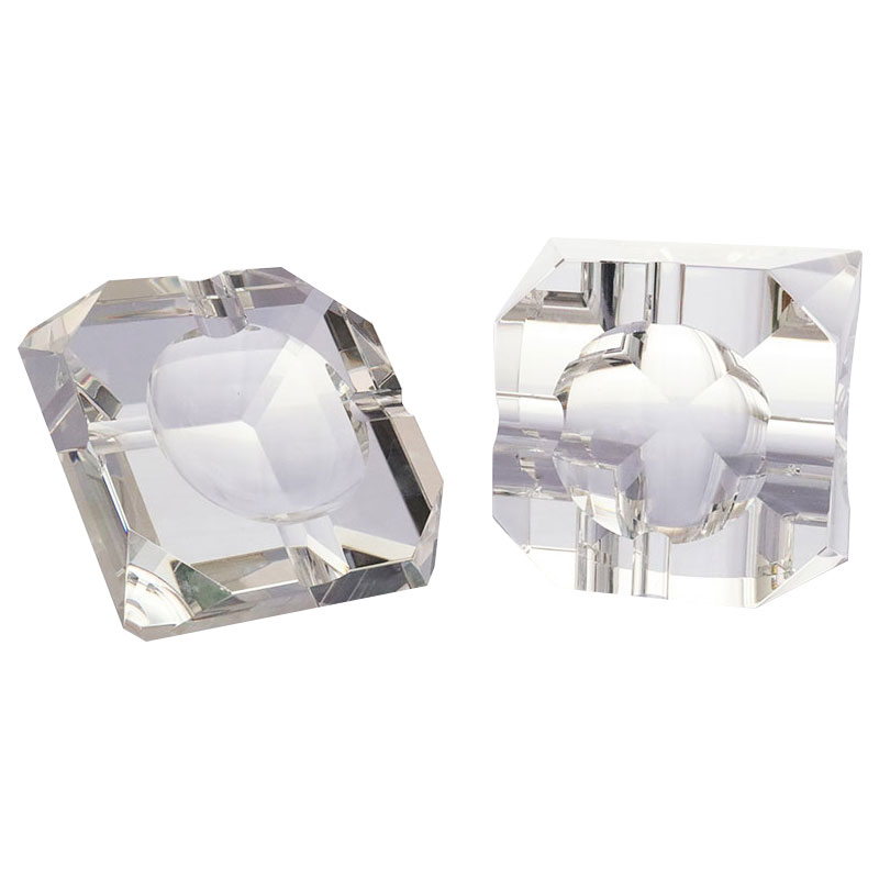 Simple geometric design transparent glass crystal ashtray