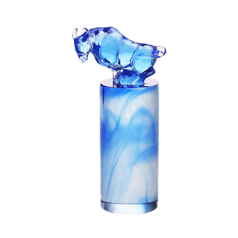 Chinese Zodiac Ox Crystal Glass Seal Stamp