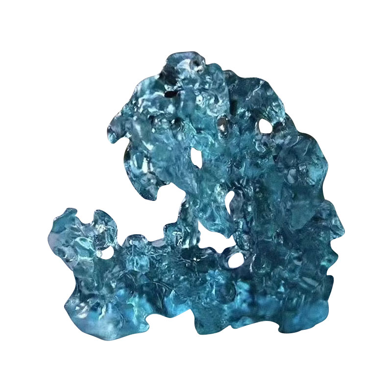 Rock-shaped blue colored glass ornaments