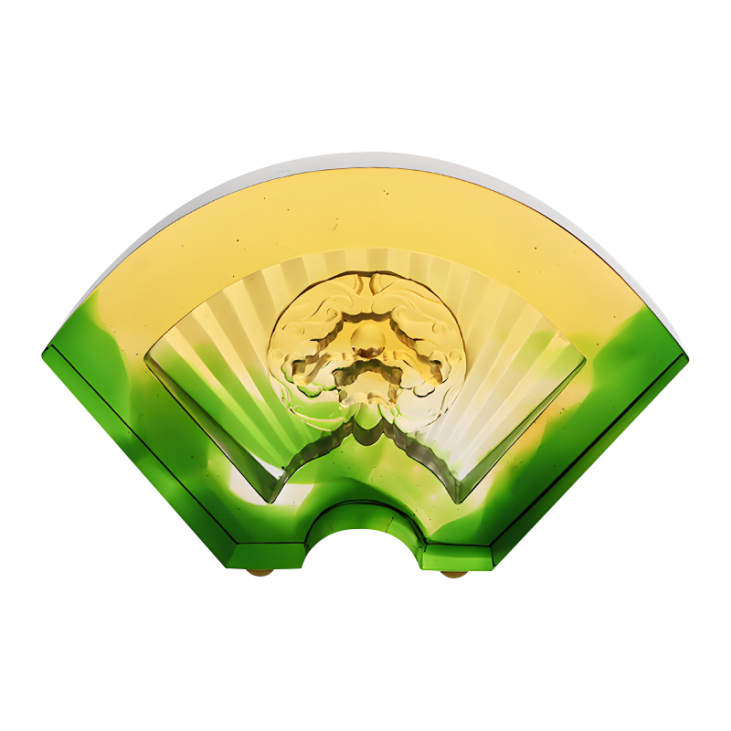 Chinese fan-shaped glazed glass ornaments