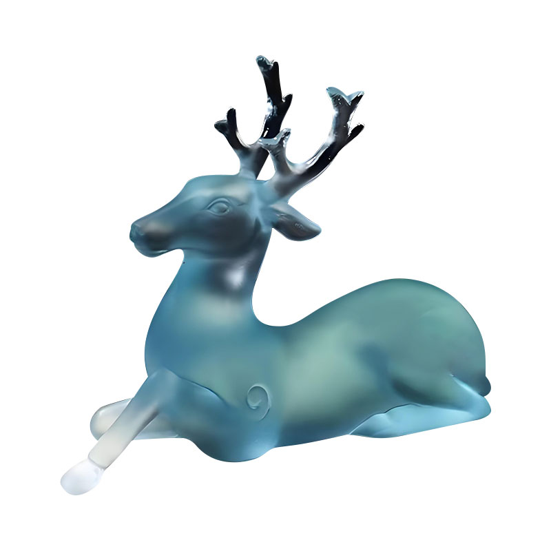 Blue glass deer-shaped brush holder