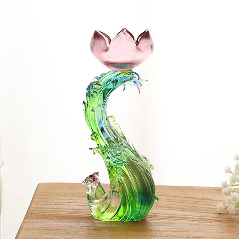 Crystal Glass Lotus shape candlestick
