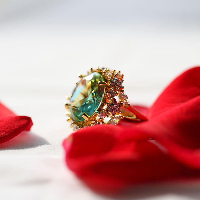 Ovl Green Elegant Glass Ring