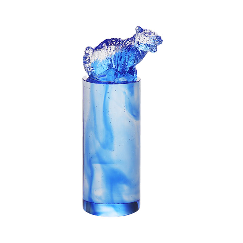 Chinese Zodiac Tiger Crystal Glass Seal Stamp