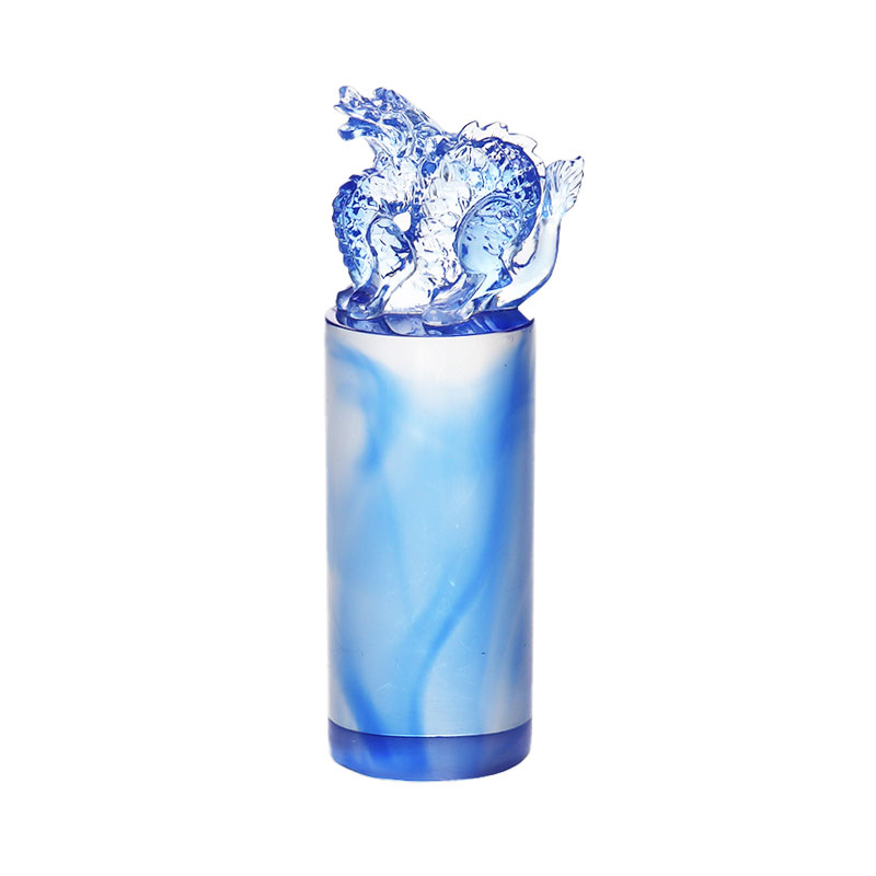 Chinese Zodiac Dragon Crystal Glass Seal Stamp