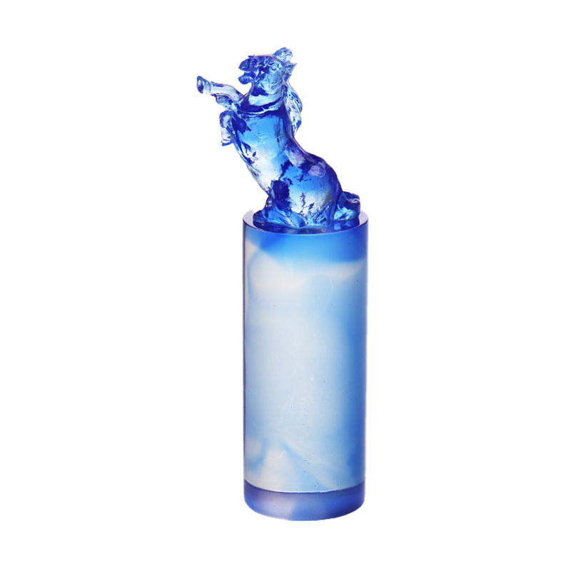 Chinese Zodiac Horse Crystal Glass Seal Stamp