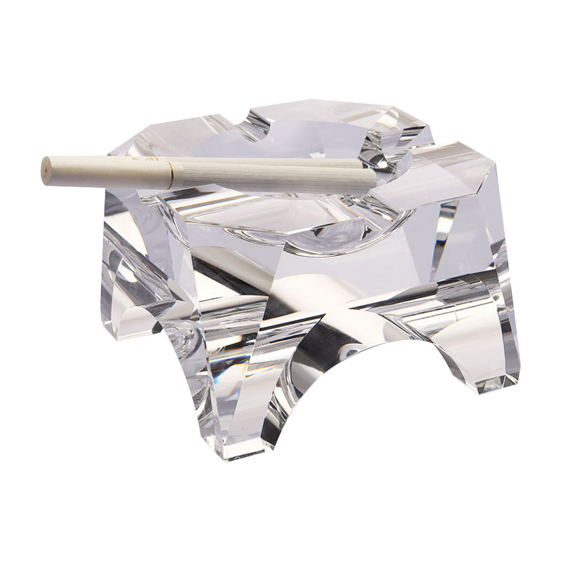 Simple geometric design transparent glass crystal ashtray
