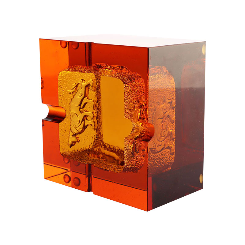 Red glass ashtray with exquisite embossed animal patterns