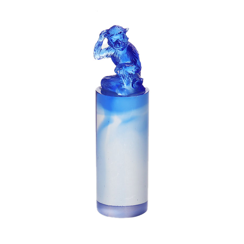 Chinese Zodiac Monkey Crystal Glass Seal Stamp