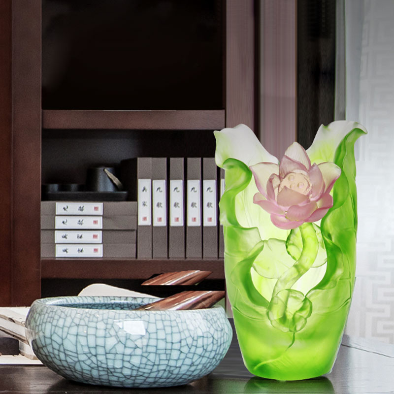 Lotus Series Hallway Decoration Crystal Glass Vase Set
