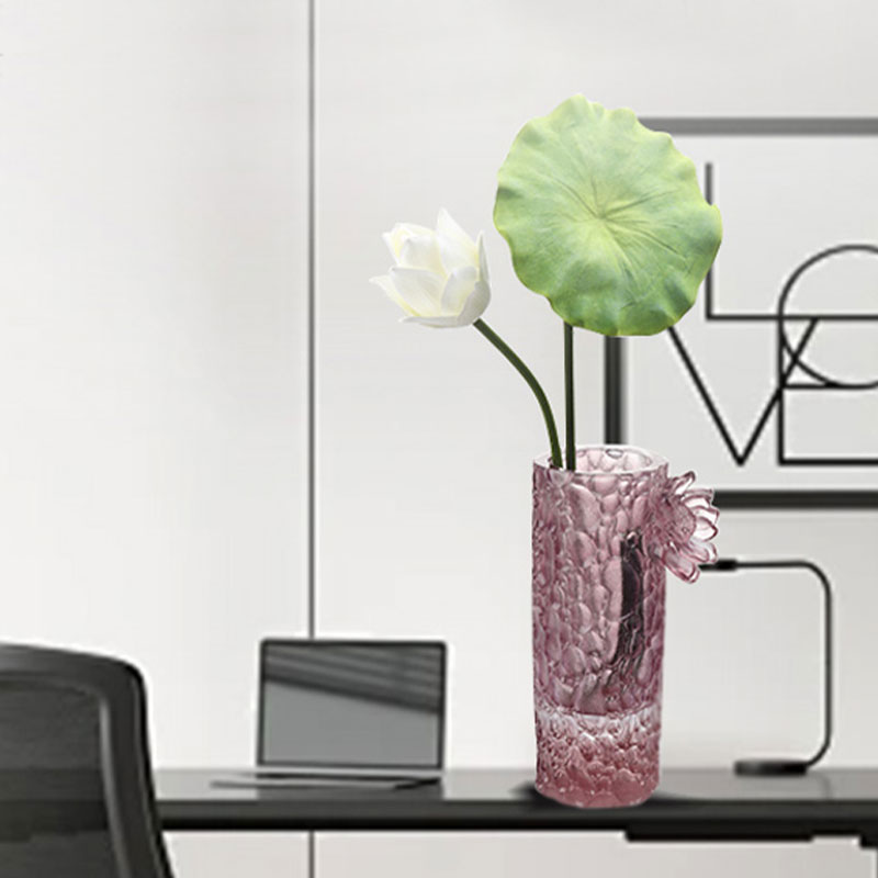 Pebble texture purple pink glass vase