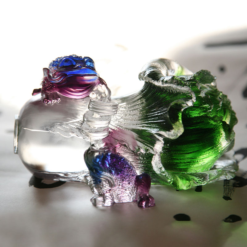 Crystal Glass Golden toad Sculpture Ornaments