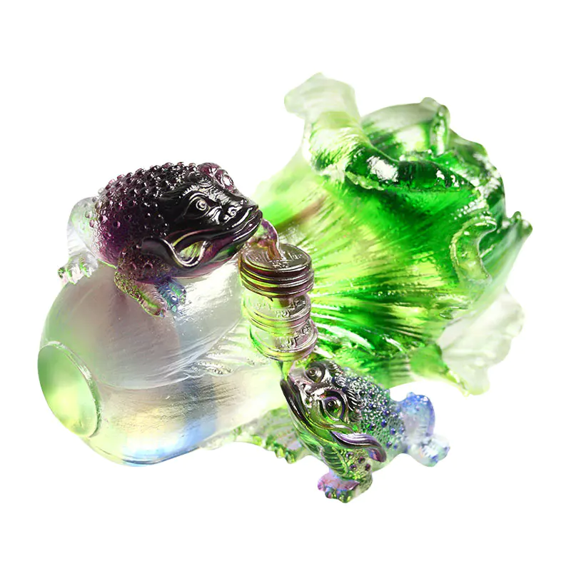 Crystal Glass Golden toad Sculpture Ornaments