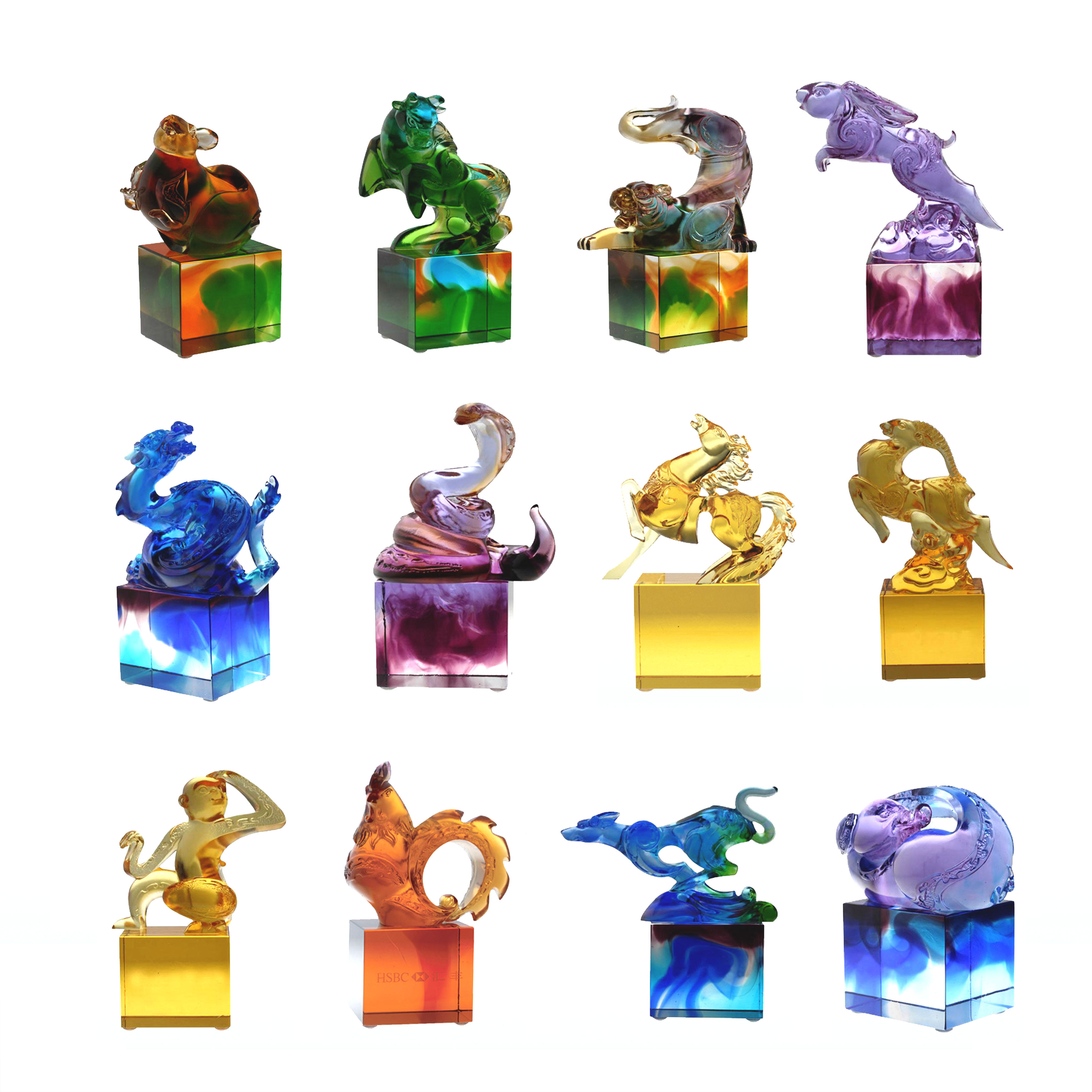 Blue-green classical glass seal ornament