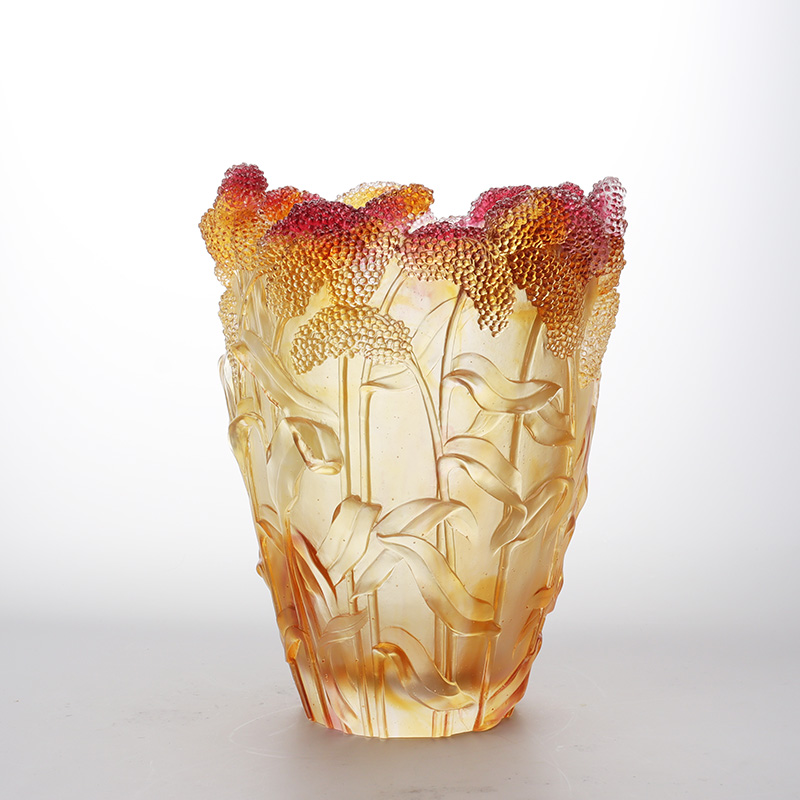 Lost-wax Casting Glass Home Decor Crystal Glass Vase “Harvest (Red Sorghum) Vase”