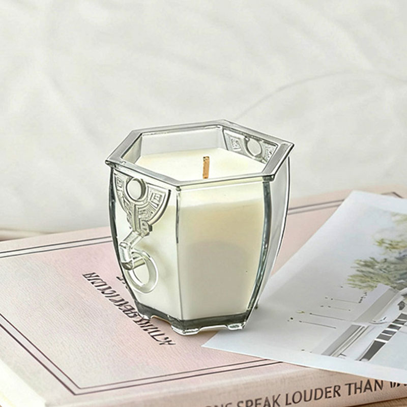 The Six-Sided Vessel – Frosted Glass Candle Holder with Archaic Charm