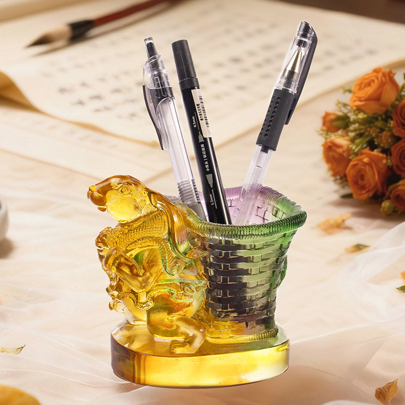 Happiness – Lucky Glass Rabbit & Woven Basket Candle Holder