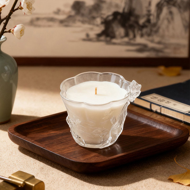Lotus Whisper – Sculpted Frosted Glass Candle Holder