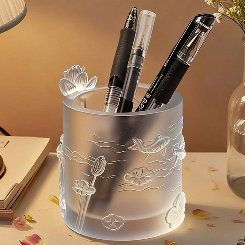 Lotus Whisper – Sculpted Frosted Glass Candle Holder