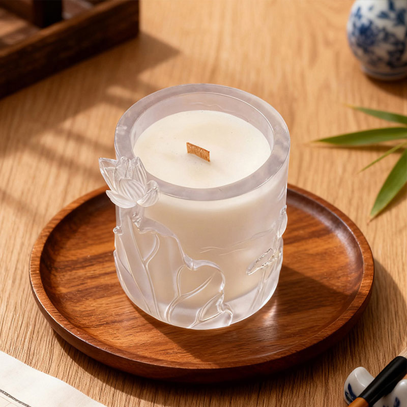 Lotus Whisper – Sculpted Frosted Glass Candle Holder