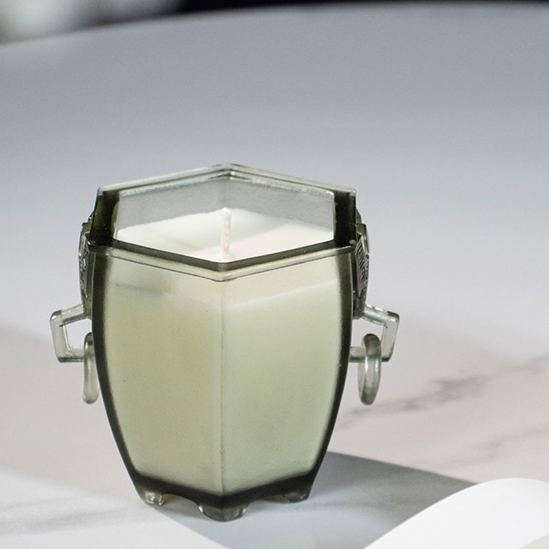 The Six-Sided Vessel – Frosted Glass Candle Holder with Archaic Charm