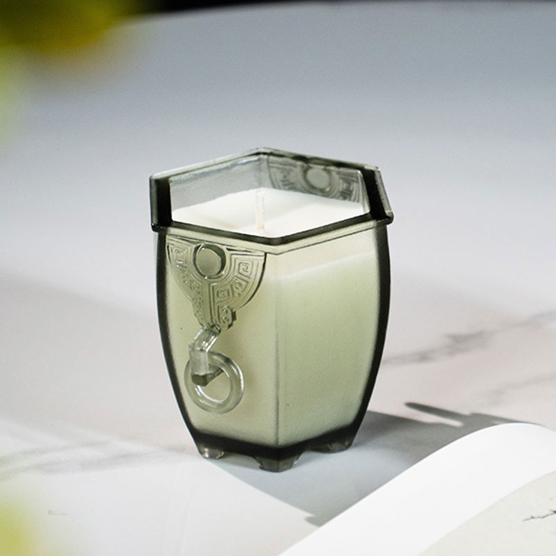 The Six-Sided Vessel – Frosted Glass Candle Holder with Archaic Charm