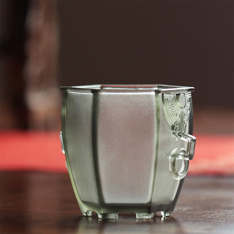 The Six-Sided Vessel – Frosted Glass Candle Holder with Archaic Charm
