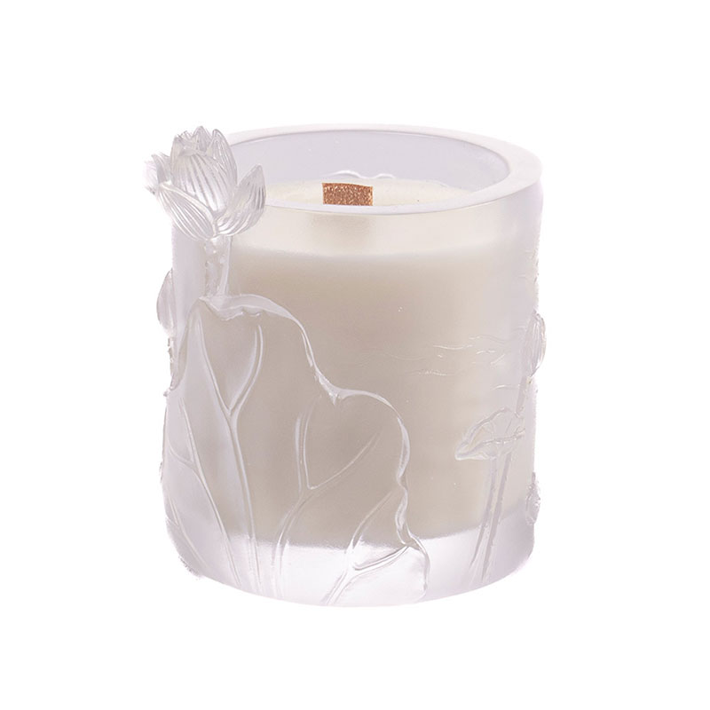 Lotus Whisper – Sculpted Frosted Glass Candle Holder