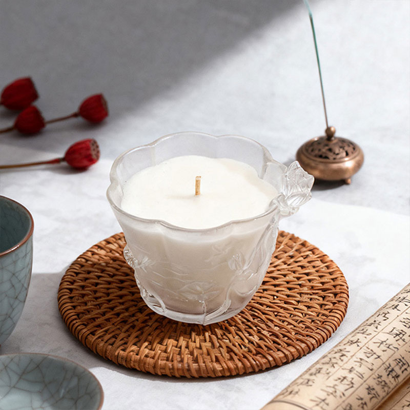 Lotus Whisper – Sculpted Frosted Glass Candle Holder