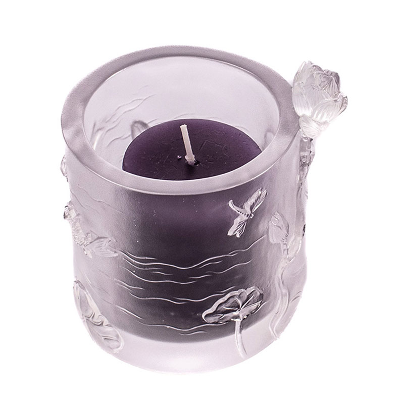 Lotus Whisper – Sculpted Frosted Glass Candle Holder