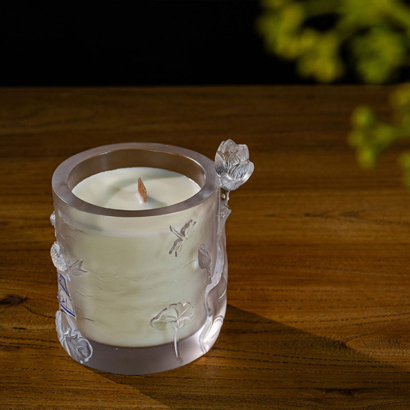 Lotus Whisper – Sculpted Frosted Glass Candle Holder