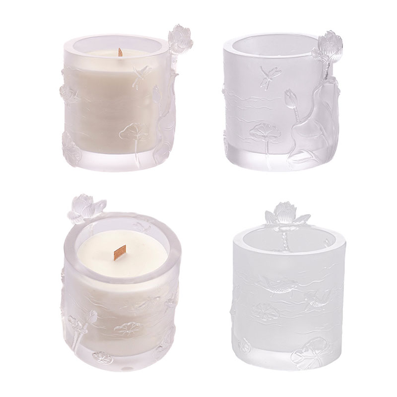 Lotus Whisper – Sculpted Frosted Glass Candle Holder