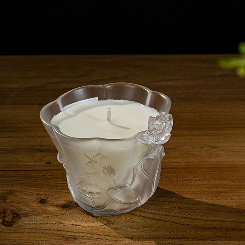 Lotus Whisper – Sculpted Frosted Glass Candle Holder