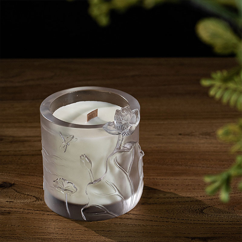 Lotus Whisper – Sculpted Frosted Glass Candle Holder