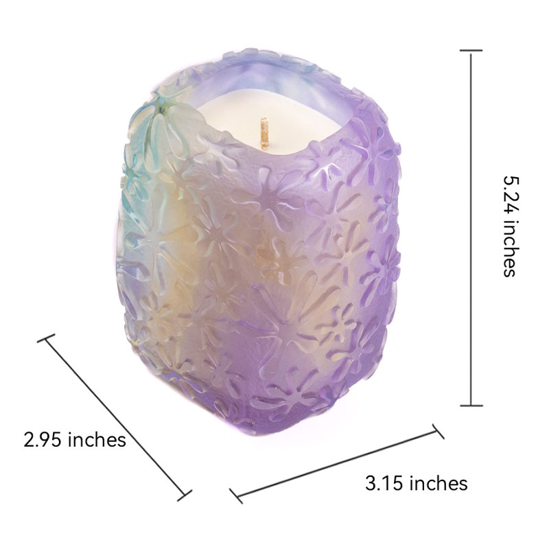 Radiant Blossoms – Iridescent Floral Glass Candle Holder
