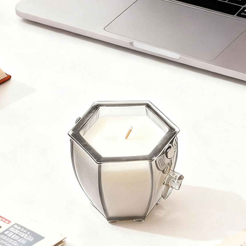 The Six-Sided Vessel – Frosted Glass Candle Holder with Archaic Charm