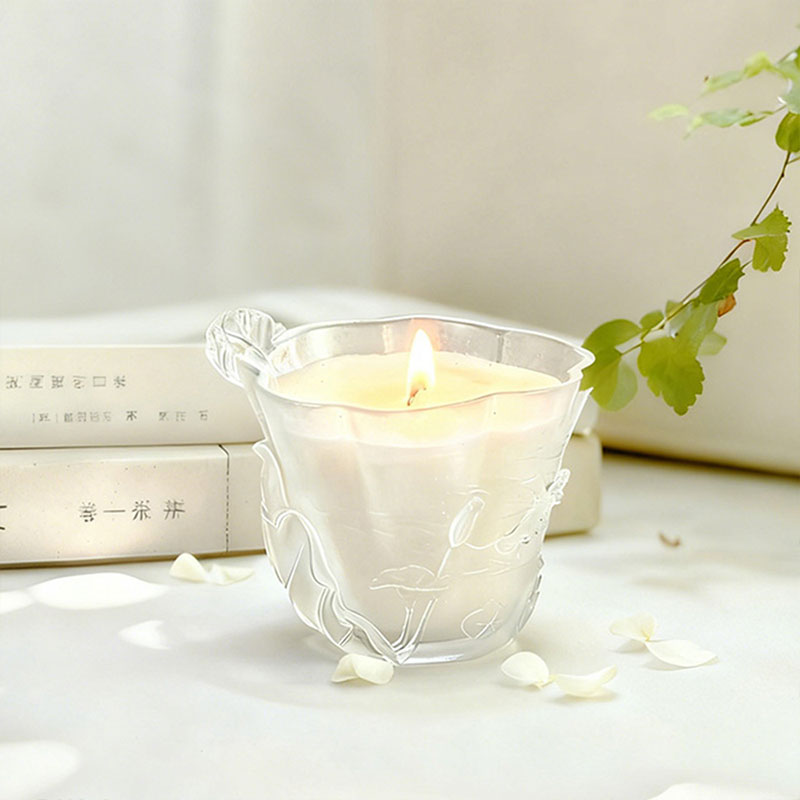 Lotus Whisper – Sculpted Frosted Glass Candle Holder
